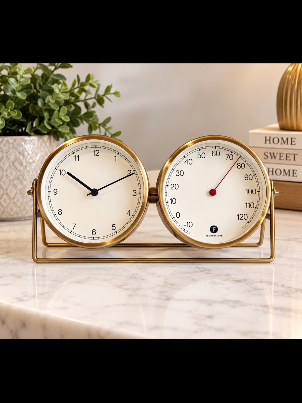 Hearth & Hand Gold Double Dial Clock and Thermometer